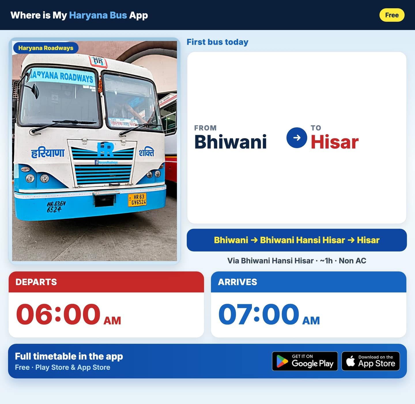 Bhiwani to Hisar Bus Timings and Schedule Guide