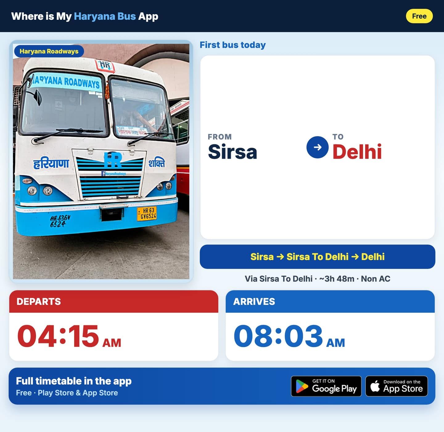 Sirsa to Delhi Bus Timings and Schedule Guide